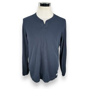 Rhone Essentials Lounge Henley Shirt Men’s Large Navy Long Sleeve V-Neck Cotton